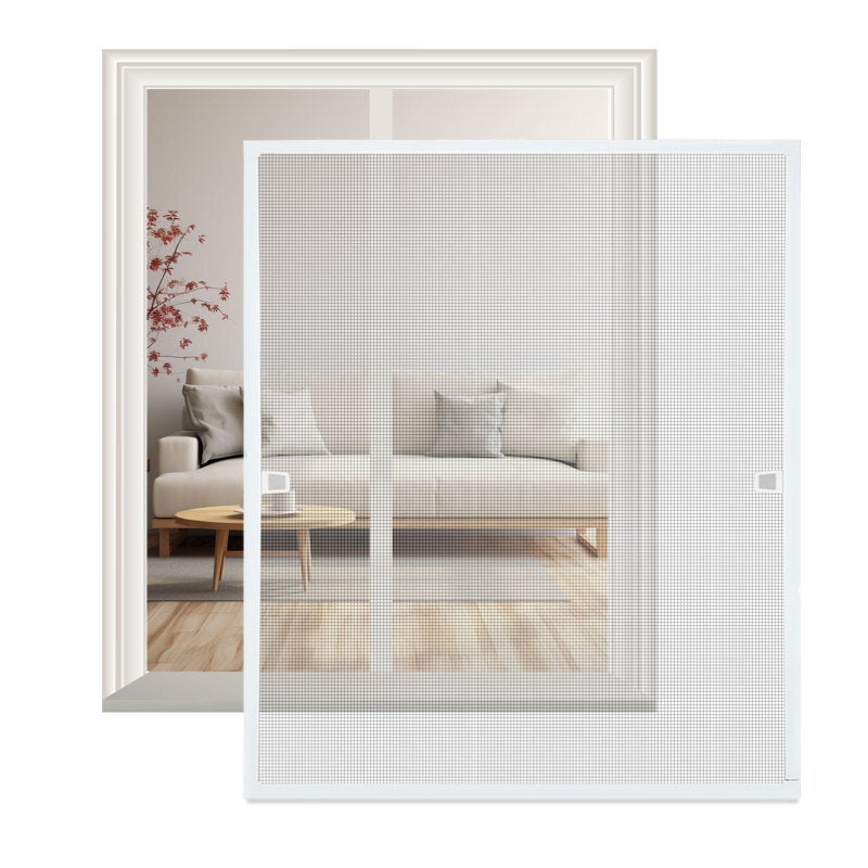 Moskitiera okienna z aluminiową ramą, moskitiera z gazy, ochrona UV, wodoodporna, do okien - 80x100 cm, biała