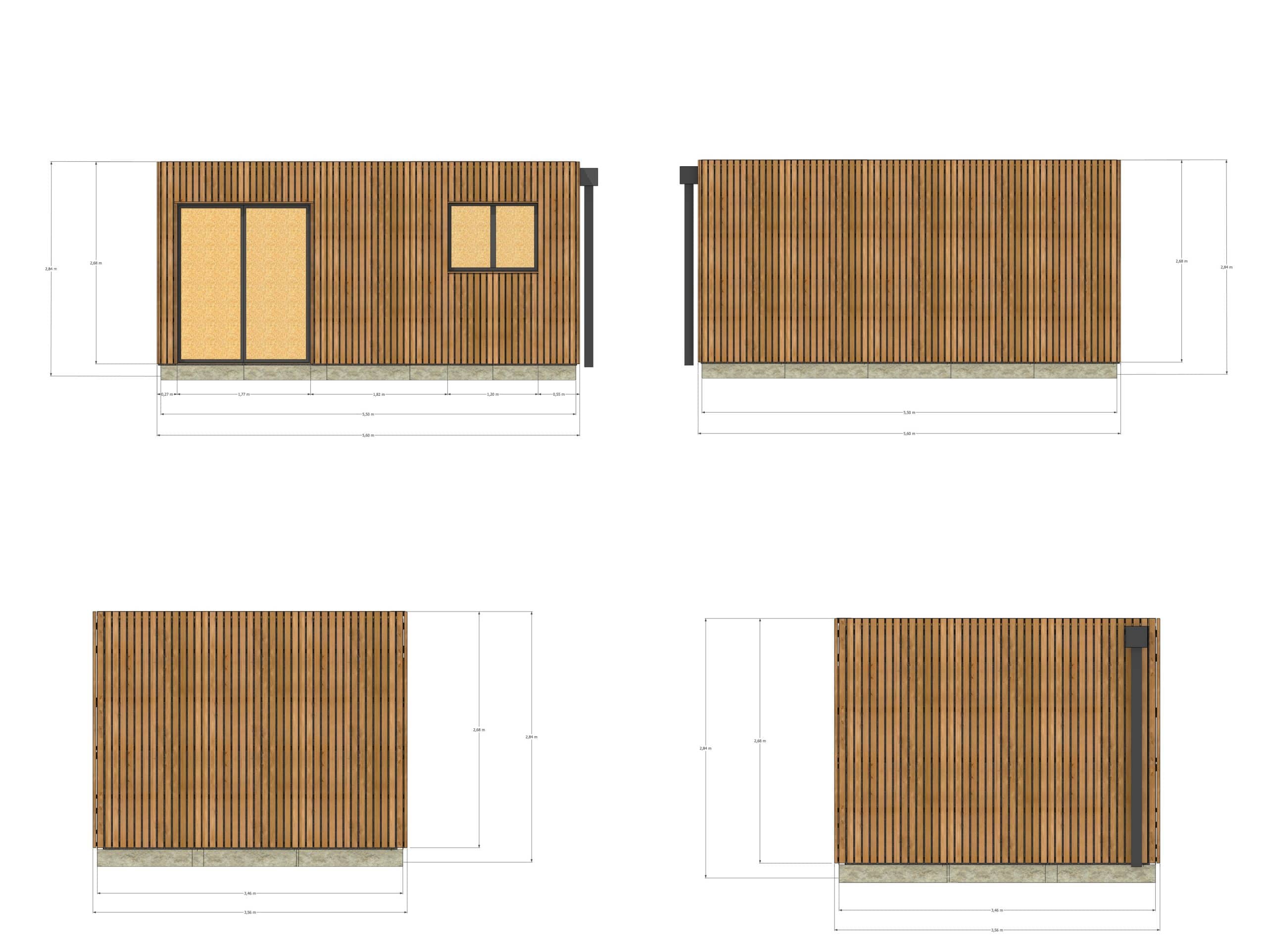 Bureau de jardin habitable en bois 5,5 x 3,5 x 2,7 m - 4