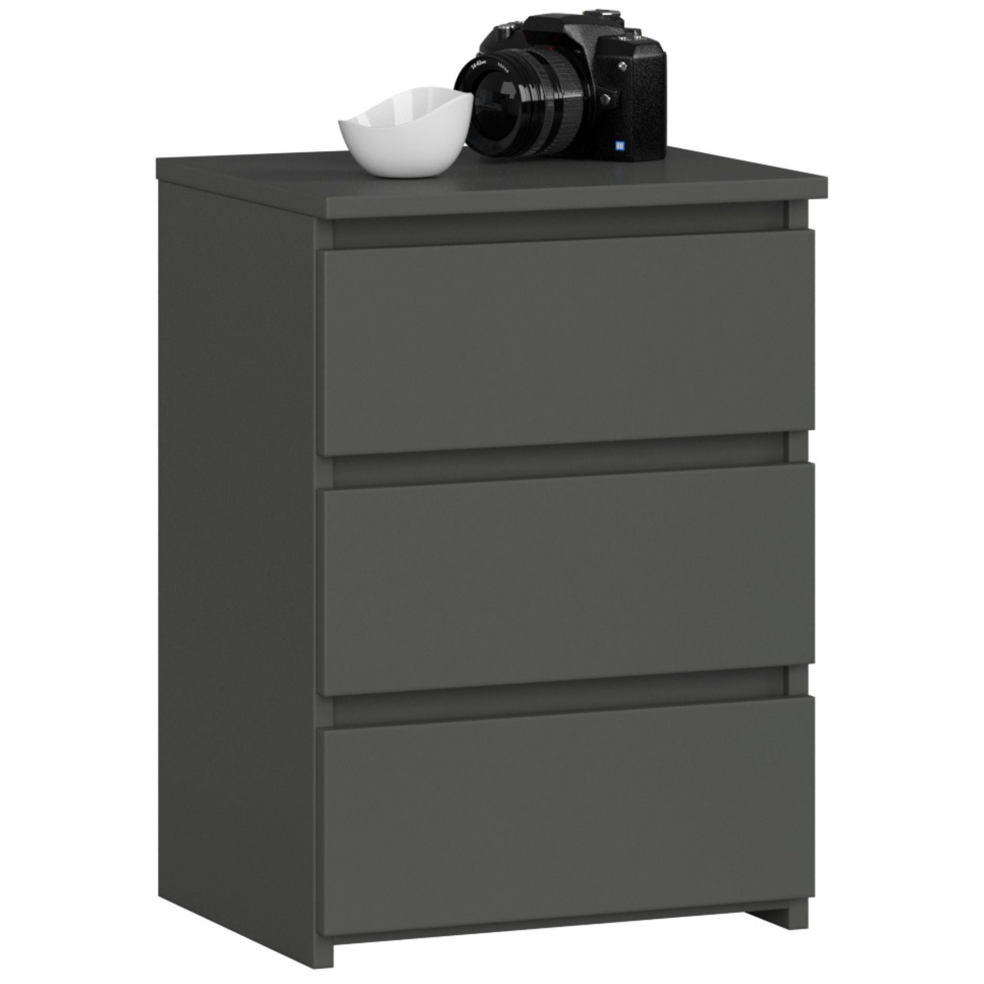 Szafka nocna AKORD CL3 Grafit Szary 40 cm 3 szuflady kolor Grafit Szary mat 40x35x57 cm