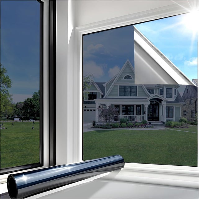 Lámina para ventanas de 60x200 cm que proporciona privacidad, bloquea el calor y la luz solar, con protección UV, efecto espejo opaco, lámina electro