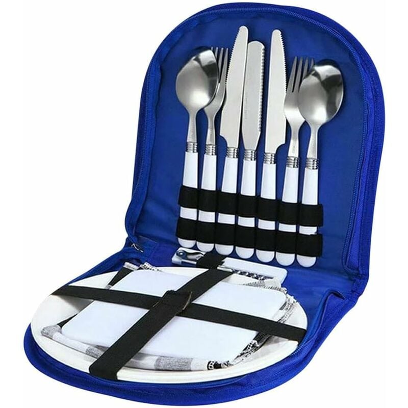 Set Posate Da Campeggio Da 4 Pezzi Con Custodia - Leggere, Lavabili In Lavastoviglie - Cucchiaio, Coltello, Forchetta Per Viaggi, Picnic, Ufficio