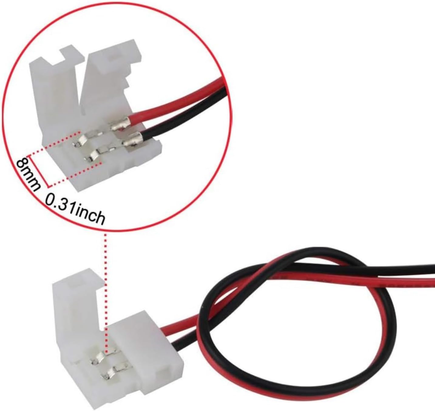 Connecteur pour Bande LED de 8 mm de Largeur, Câble de 2 Mètres, Raccordement Rapide Sans Soudure. - 3
