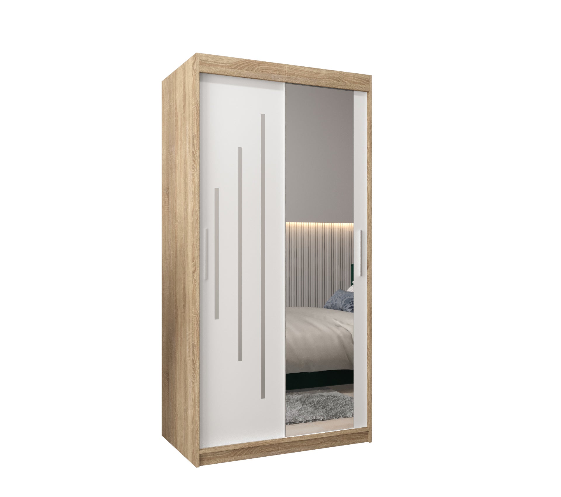 Szafa przesuwna garderoba York 2 100 x 62 x 200 cm Sonoma + Biały - Abiks Meble