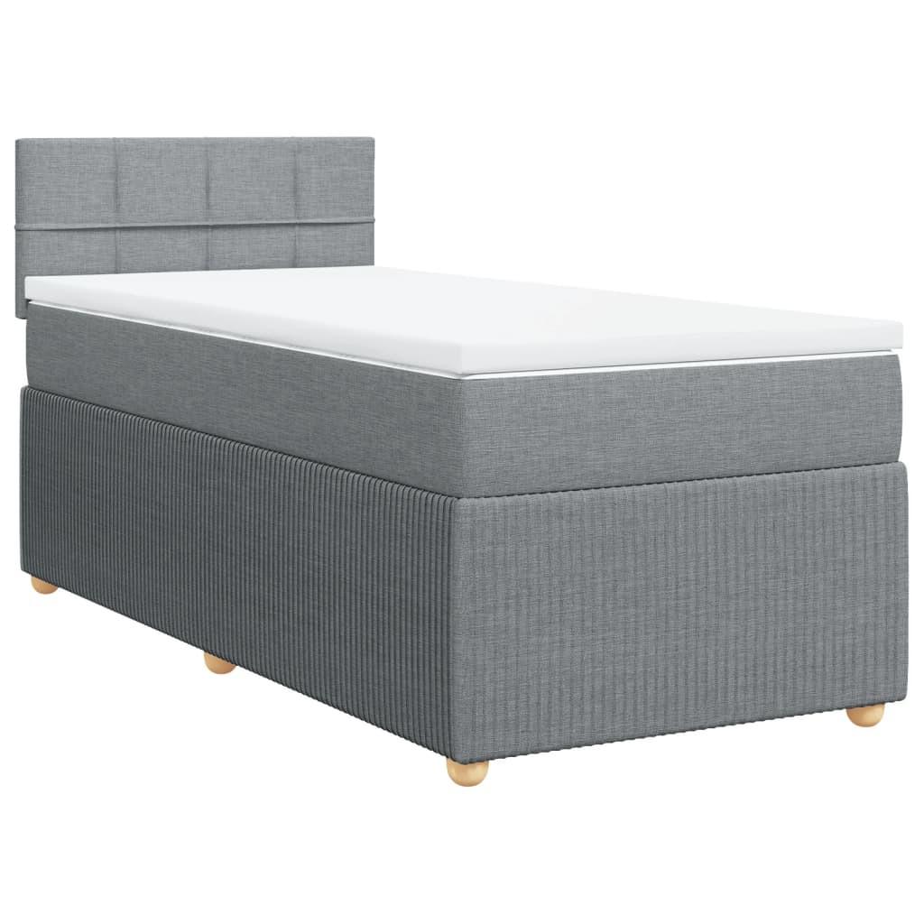 Sommier à lattes de lit avec matelas Gris clair 180x200cm Tissu - Lit Plateforme - Lit Tapissier - Literie - Matelas À Ressorts Ensachés - Têtière Ajustable - Home & Living