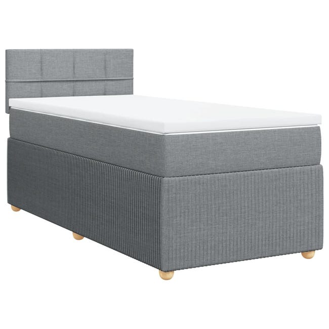Sommier à lattes de lit avec matelas Gris clair 180x200cm Tissu - Lit Plateforme - Lit Tapissier - Literie - Matelas À Ressorts Ensachés - Têtière Ajustable - Home & Living Sommier à lattes de lit avec matelas Gris clair 180x200cm Tissu - Lit Plateforme - Lit Tapissier - Literie - Matelas À Ressorts Ensachés - Têtière Ajustable - Home & Living