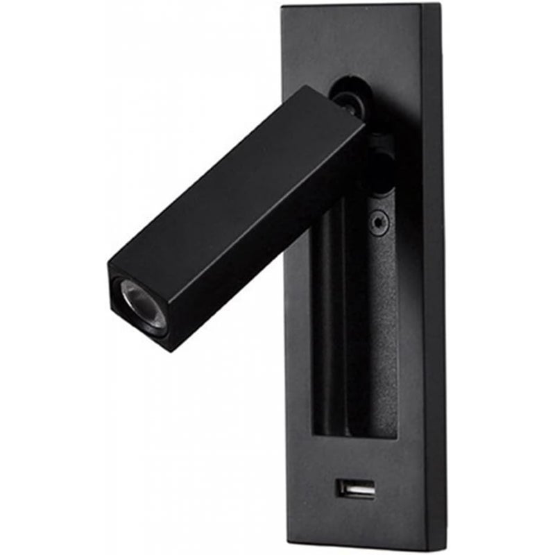 Wpuszczany reflektor LED, lampka nocna, z portem ładowania USB, światło białe 3W (czarne)