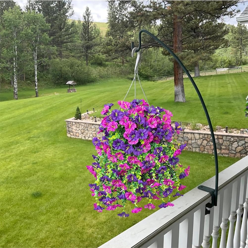 2 Flores Artificiales Colgantes para Jardín - Morning Glory 75 cm | Decoración Exterior para Porche, Balcón y Patio - 3