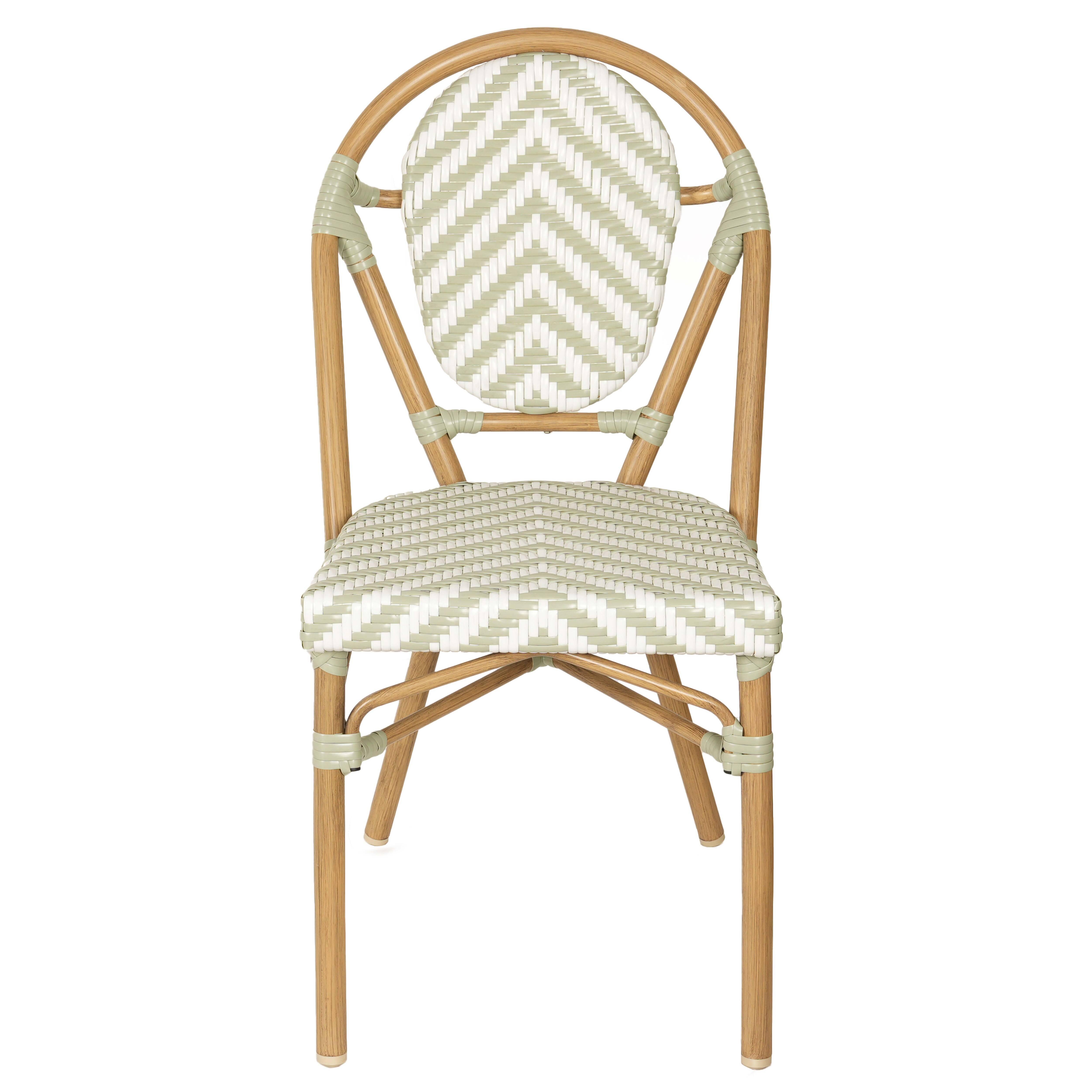 Chaise de terrasse style bistrot parisien en aluminium et rotin vert - 3