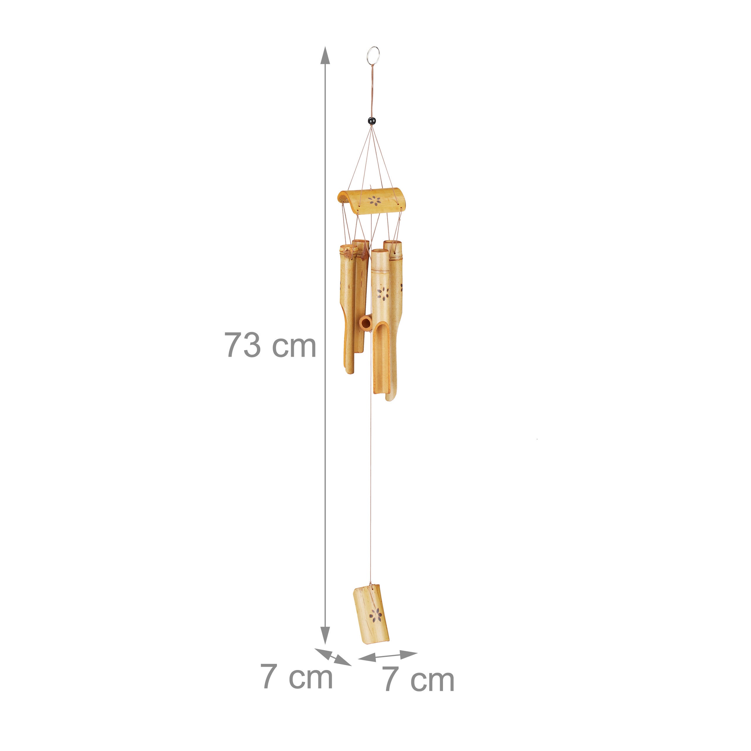 Carillon à vent bambou, moulin à vent, son, décoration jardin, bois, feng shui mobile, 73 cm, nature, Relaxdays - 4