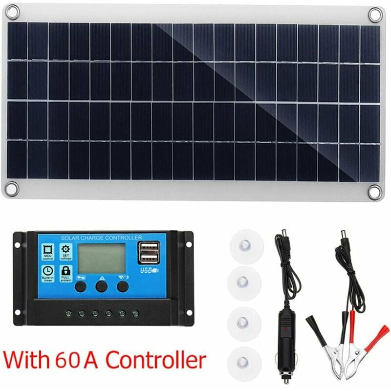 Kit de Panneau Solaire, Chargeur de Batterie Kit avec régulateur de Charge Solaire pour Camping-Car, extérieur, Jardin, éclairage - 4