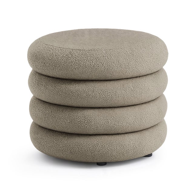 Pouf contenitore cilindrico in tessuto teddy 55 cm MOLLIS Moka