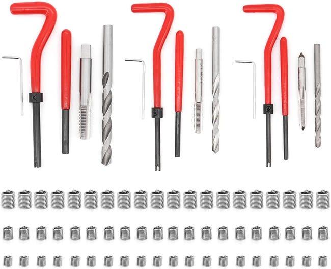 130 Pcs Kit de Réparation de Vis à Insert de Filetage Autotaraudeur en Acier au Carbone,Inserts 130 Pcs Kit de Réparation de Vis à Insert de Filetage Autotaraudeur en Acier au Carbone,Inserts