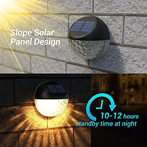 Zestaw 4 lamp solarnych LED do użytku na zewnątrz, wodoodporna lampa ścienna dekoracyjna IP65, ciepłe białe światło, lampa ścienna do - 2