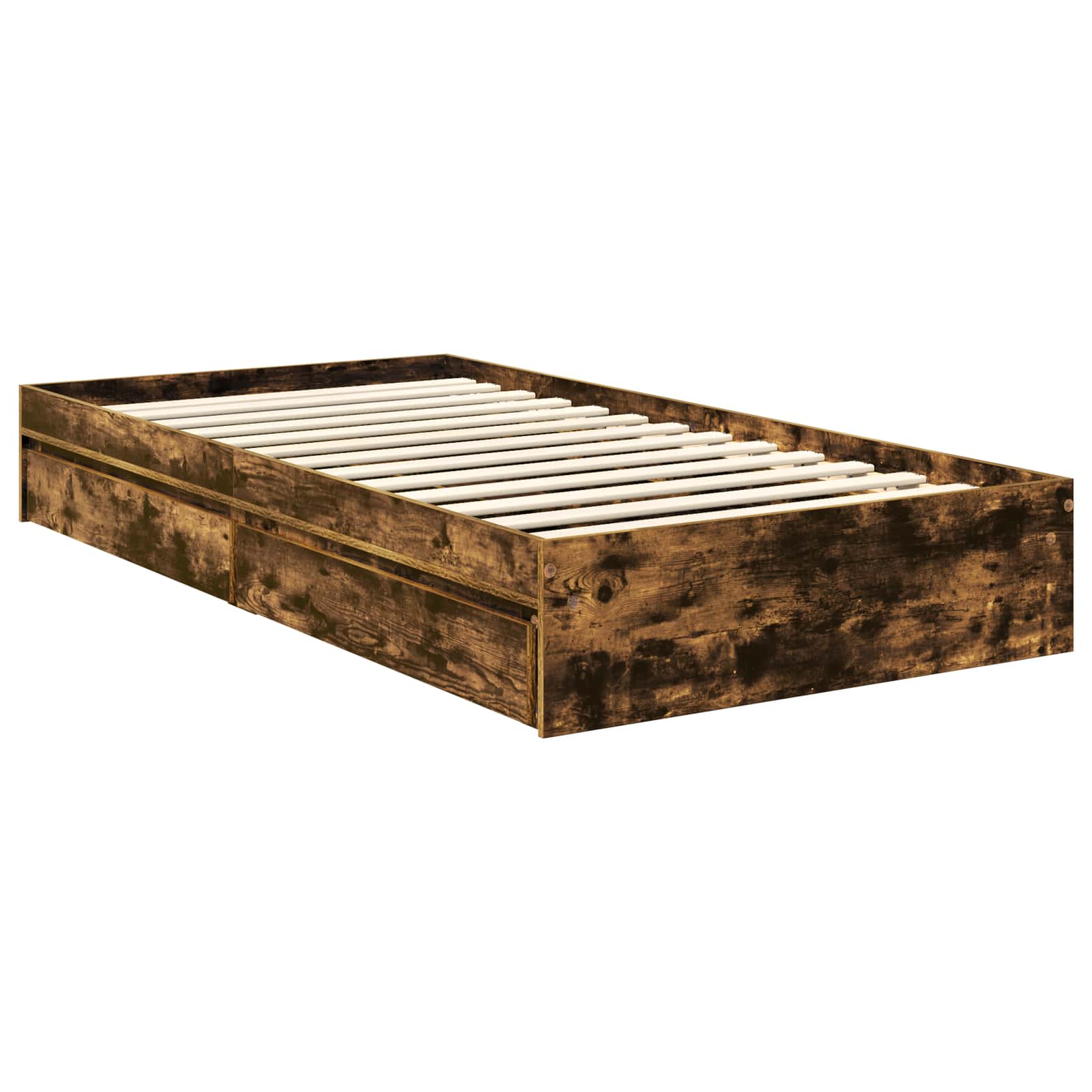 Lit avec rangement, panneau de bois, chêne fumé, pour la chambre, 90 × 190 cm - 6