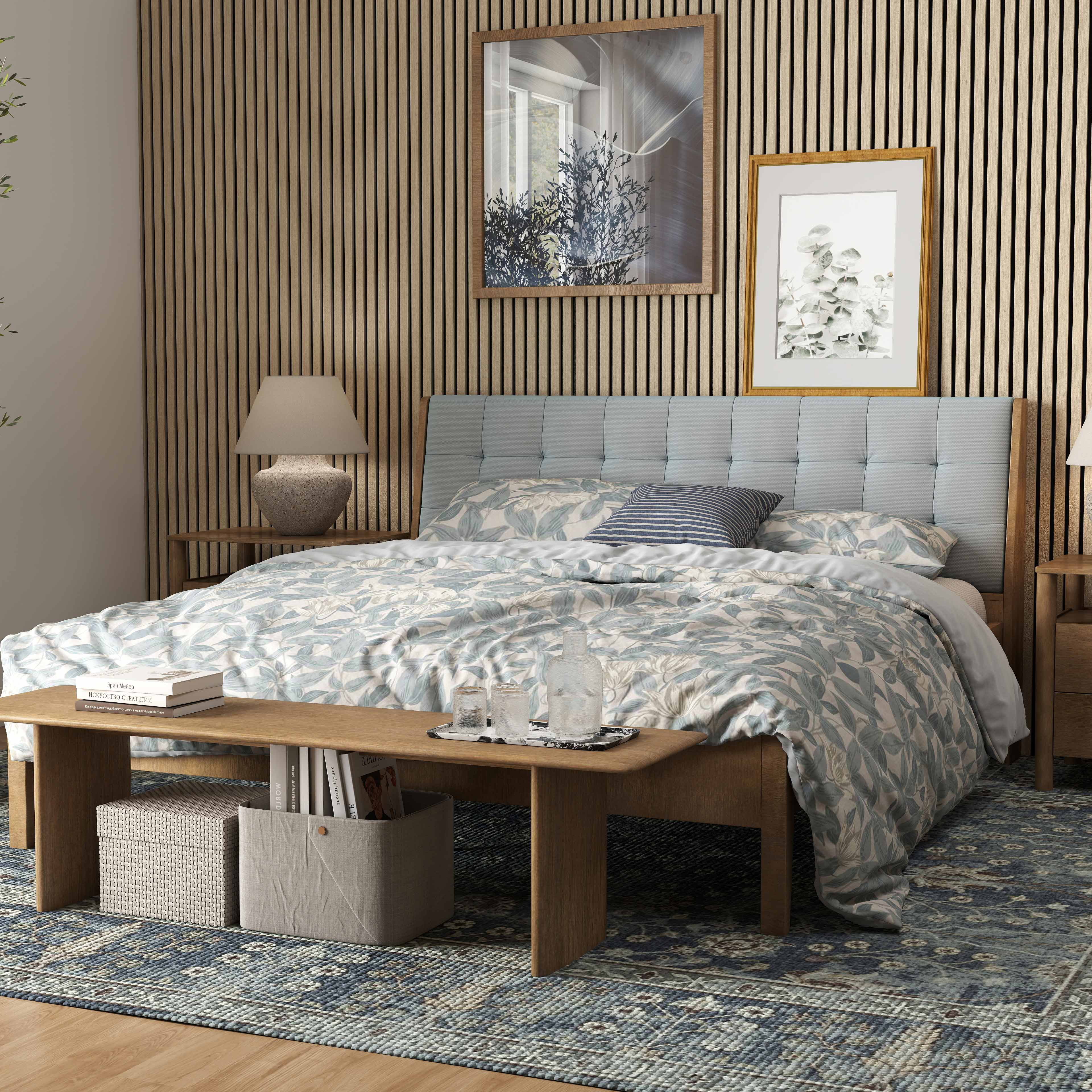 Paneles acústicos decorativos de mdf para paredes - set de 2 unidades - 240x60 cm - color roble claro