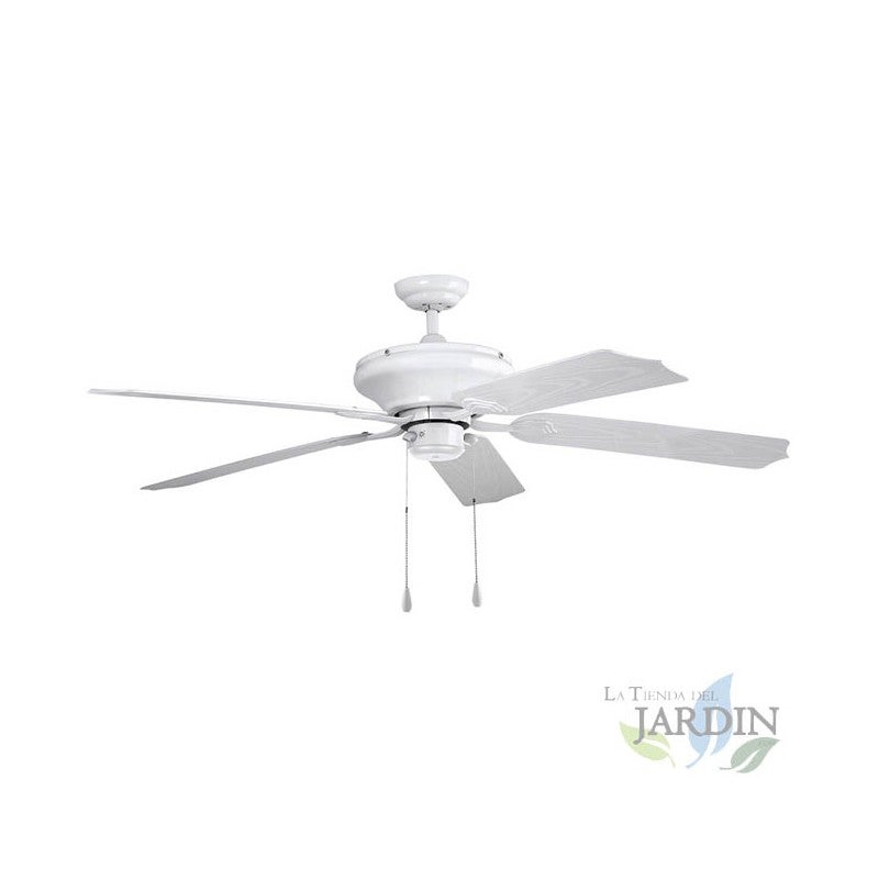 Ventilador de techo para exterior orbegozo, 5 palas de pvc, 3 velocidades, 60w, blanco