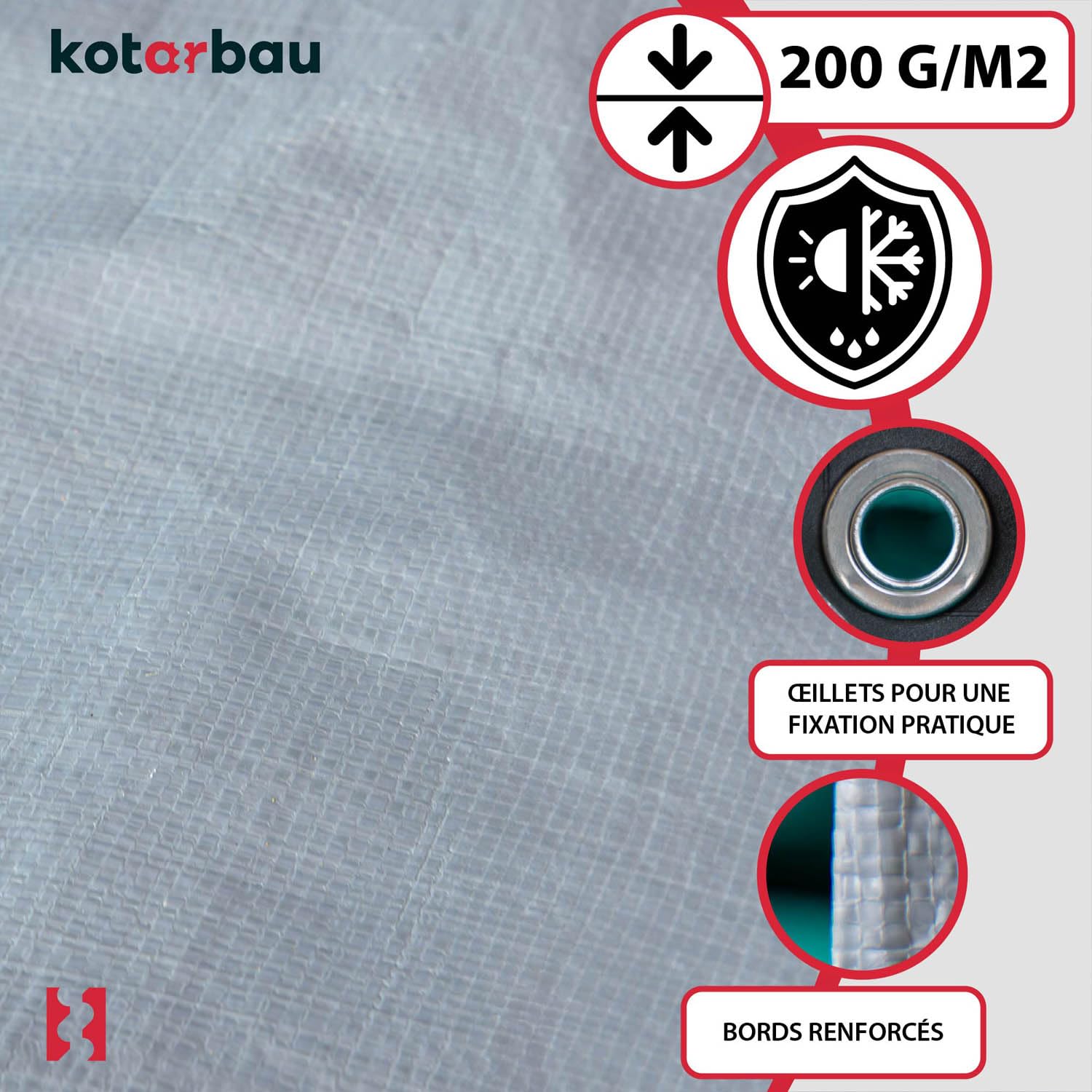 Plandeka 200 G/M2 - Płachta Ochronna Okryciowa - 3 X 5 M - Mocna - Gruba - Uniwersalna - Wodoodporna - Srebrna KOTARBAU - 5