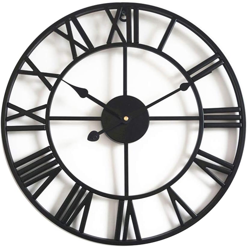 Zegar ścienny Vintage Silent, 40 cm metalowy zegar szkieletowy (czarny), zegar dekoracyjny do domu, biura, kuchni i salonu