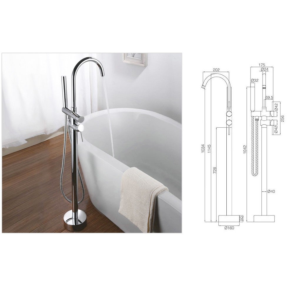 MATY Robinet mitigeur sur pied chrome brillant pour baignoire îlot - 4