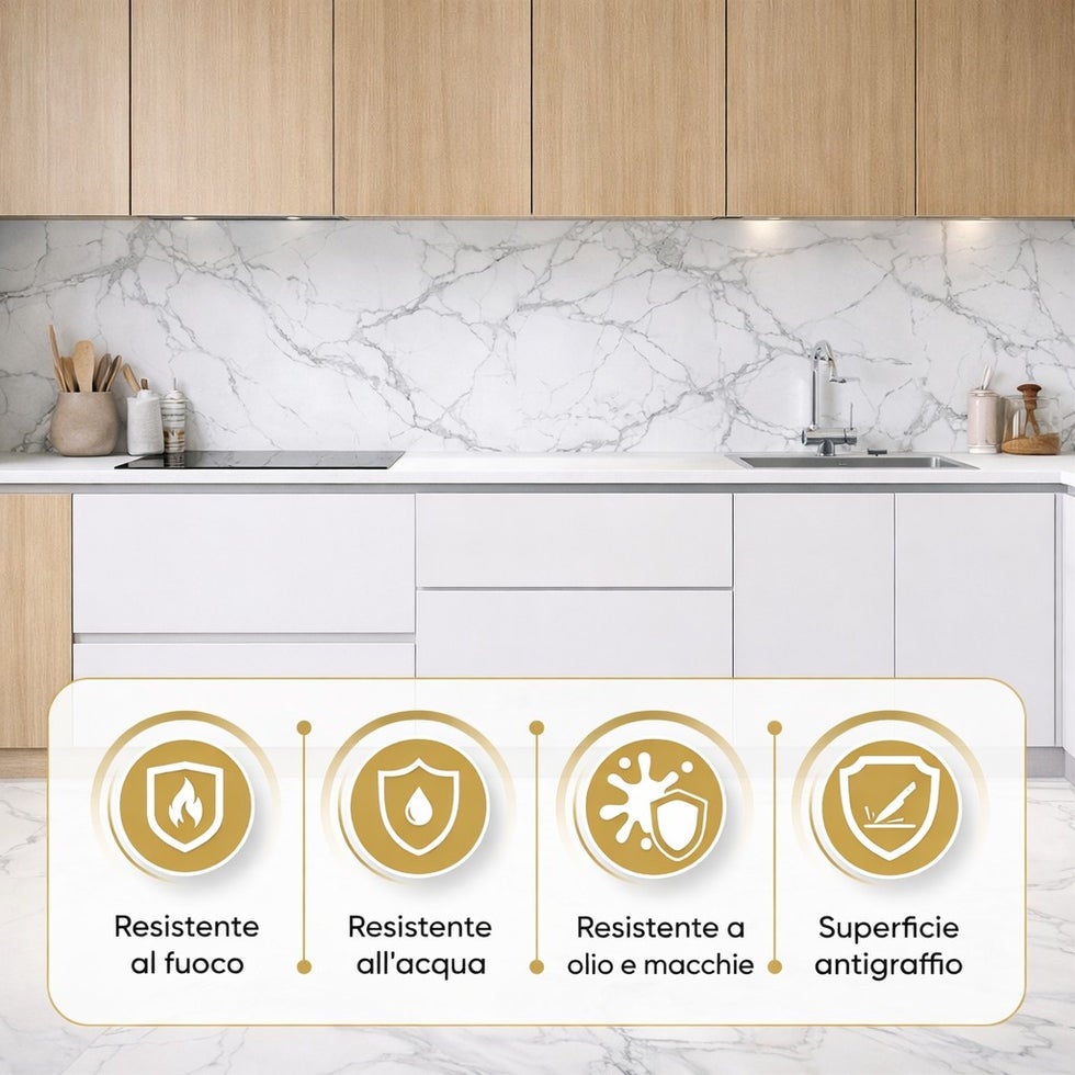 Kit 6 painéis decorativos em porcelanato efeito mármore bege, 4,3 m², revestimento de parede em PVC com proteção UV, formato 120x60 cm - 6