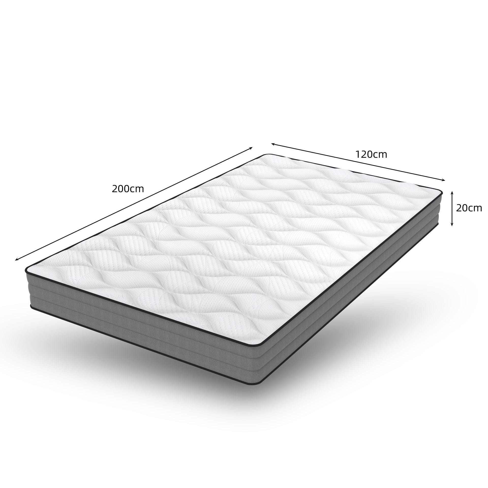 Materasso a molle insacchettate 120 x 200, certificato Oeko TEX, materasso viscoelastico con 1000 molle e rivestimento in lyocell, altezza 20 cm. - 2