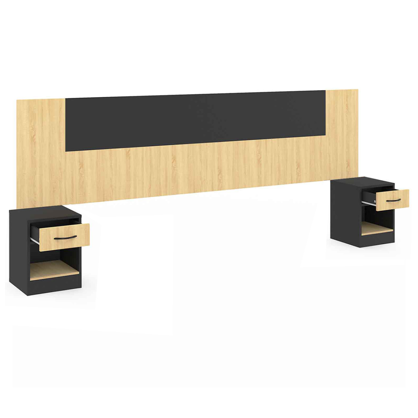 Tête de lit sur pied avec chevets modulables SAPA pour lit 140, 160 ou 180 cm bois et noir - 4