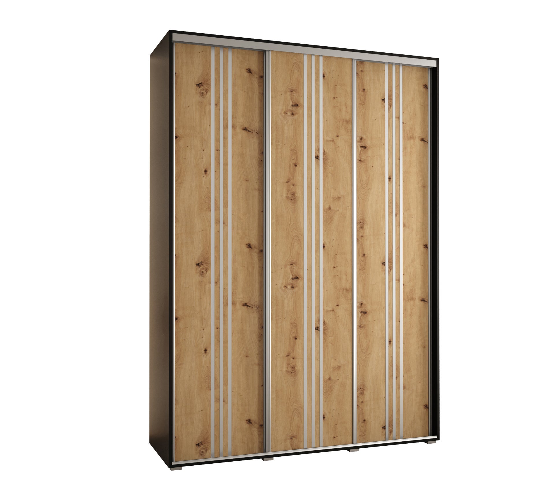 Szafa przesuwna wysoka Davos 6 180 x 45 x 235,2 cm czarny + artisan + u. srebrny - Abiks Meble