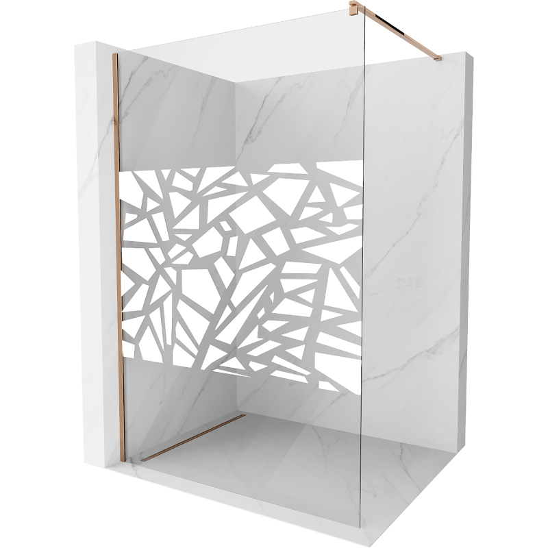 Mexen Kioto ścianka prysznicowa Walk-in 110 x 200 cm, biały wzór 8 mm, różowe złoto - 800-110-101-60-85