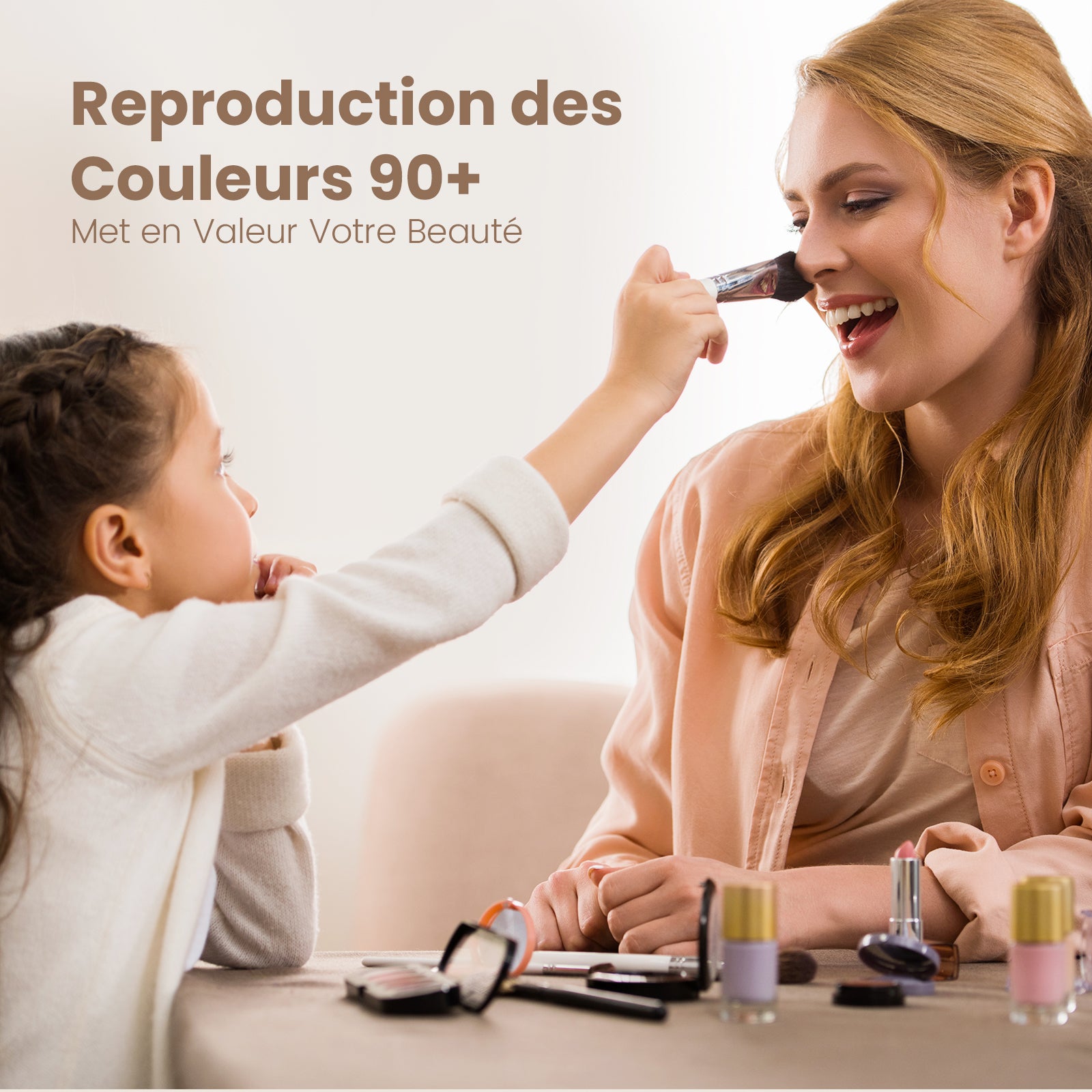 EMKE Miroir lumineux salle de bain 100x60cm, Miroir LED avec Interrupteur Tactile, 3x Grossissement, Miroir avec éclairage Lumière Blanche Froide - 4