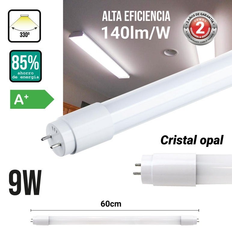 Tubo LED 60cm T8 - 9W -140lm/W - Bianco Freddo - 5