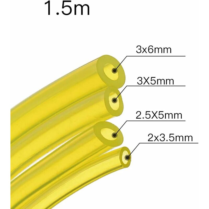 4 Lot de Tuyau Durite d'Essence, 4 Tailles Tuyau Carburant 3x6mm/3x5mm, 2.5x5mm/2x3.5mm (1,5 Mètres Chacun) pour Souffleur Tronçonneuse - 3