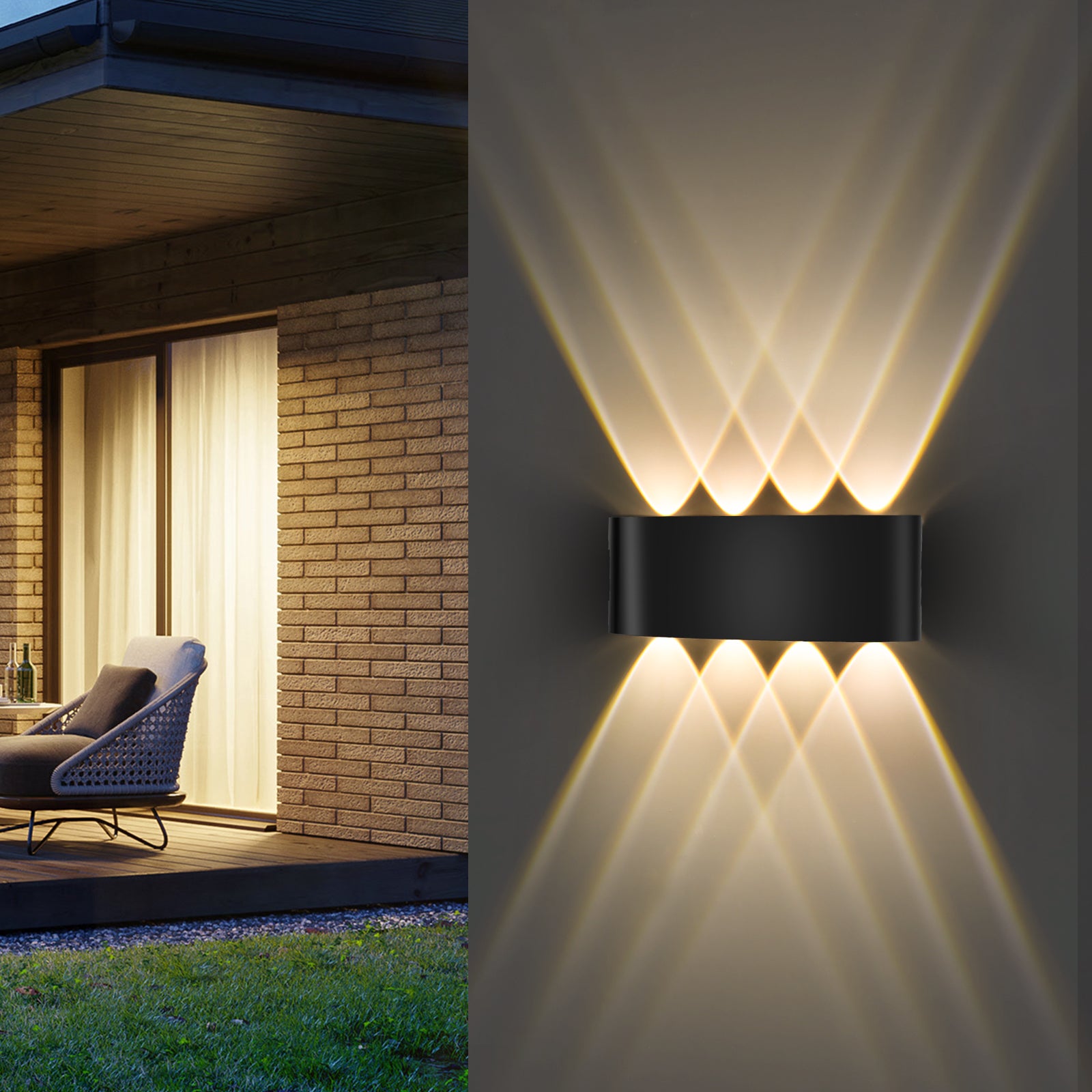 LOVHAUS Oprawa Ścienna LED 8W, IP65 Wodoodporna, Na Ścianę Zewnętrzną, Obudowa Aluminiowa, Łatwy Montaż, Odporna na Wilgoć, Długa Żywotność