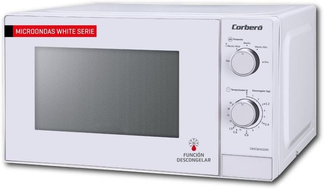 Corberó - Microondas Libre Instalación CMICM4020W | 20L, 700W, Descongelar, Control Mecánico, Blanco/Inox