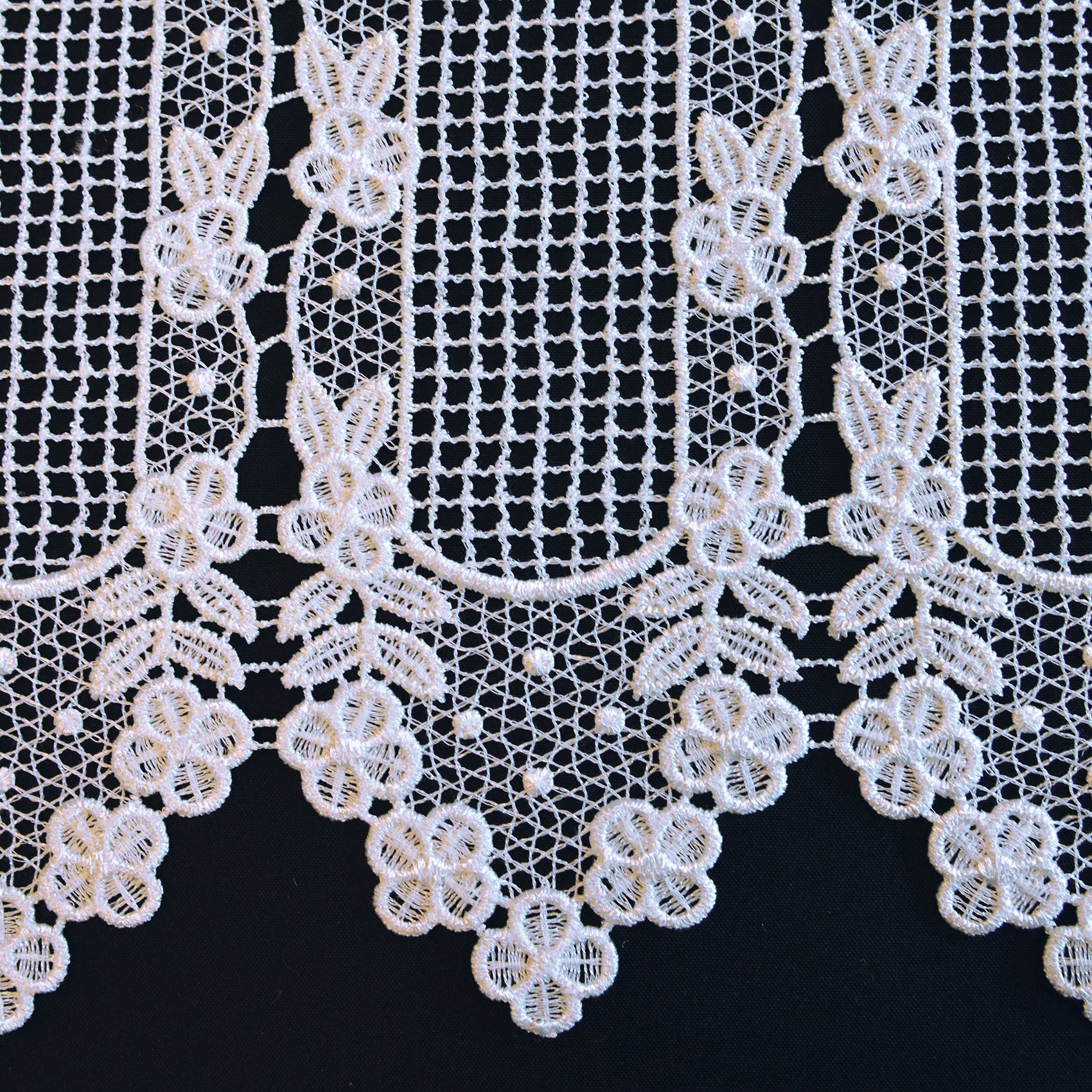 Brise Bise macramé motif fleurs - Blanc - 60x45 cm - Polyester - 2