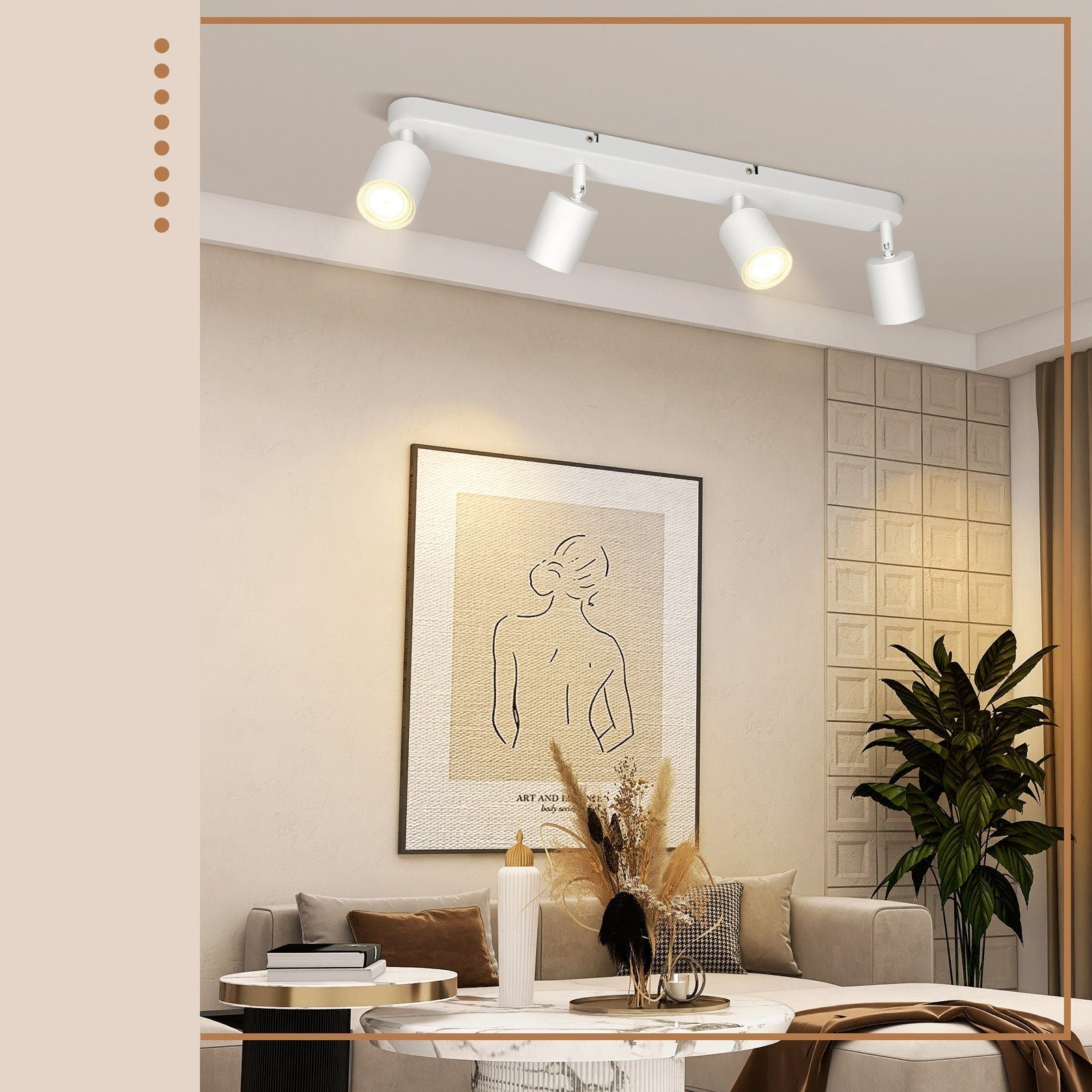 NETTLIFE 4 Focos de Techo GU10 de diseño moderno Orientables en color blanco para salón pasillo dormitorio comedor cocina - 2