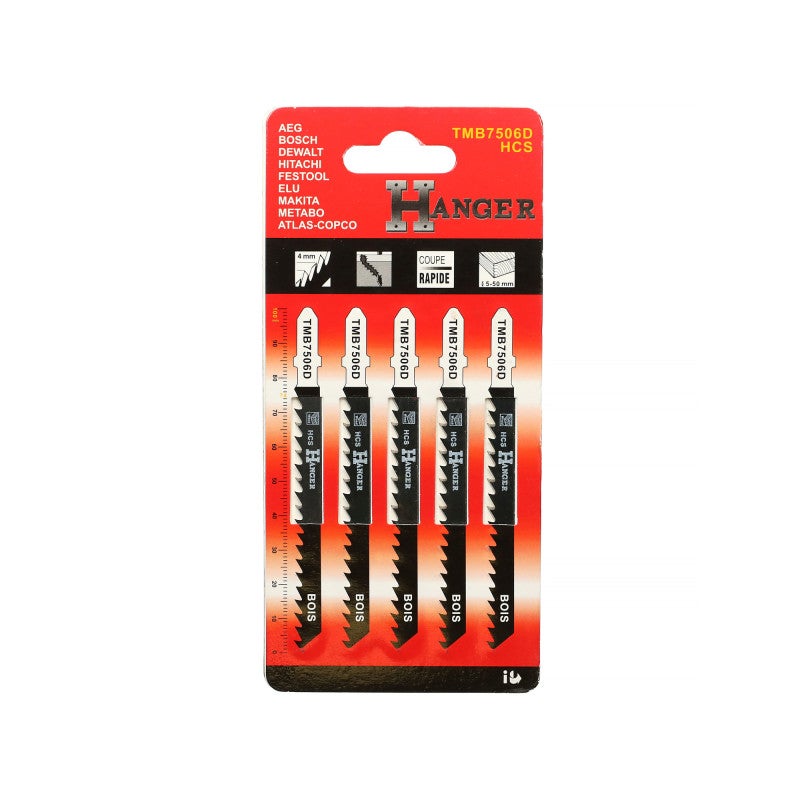 Pack de 5 lames de scie sauteuse TMB7506D pour bois 75mm HANGER 150223 - 3
