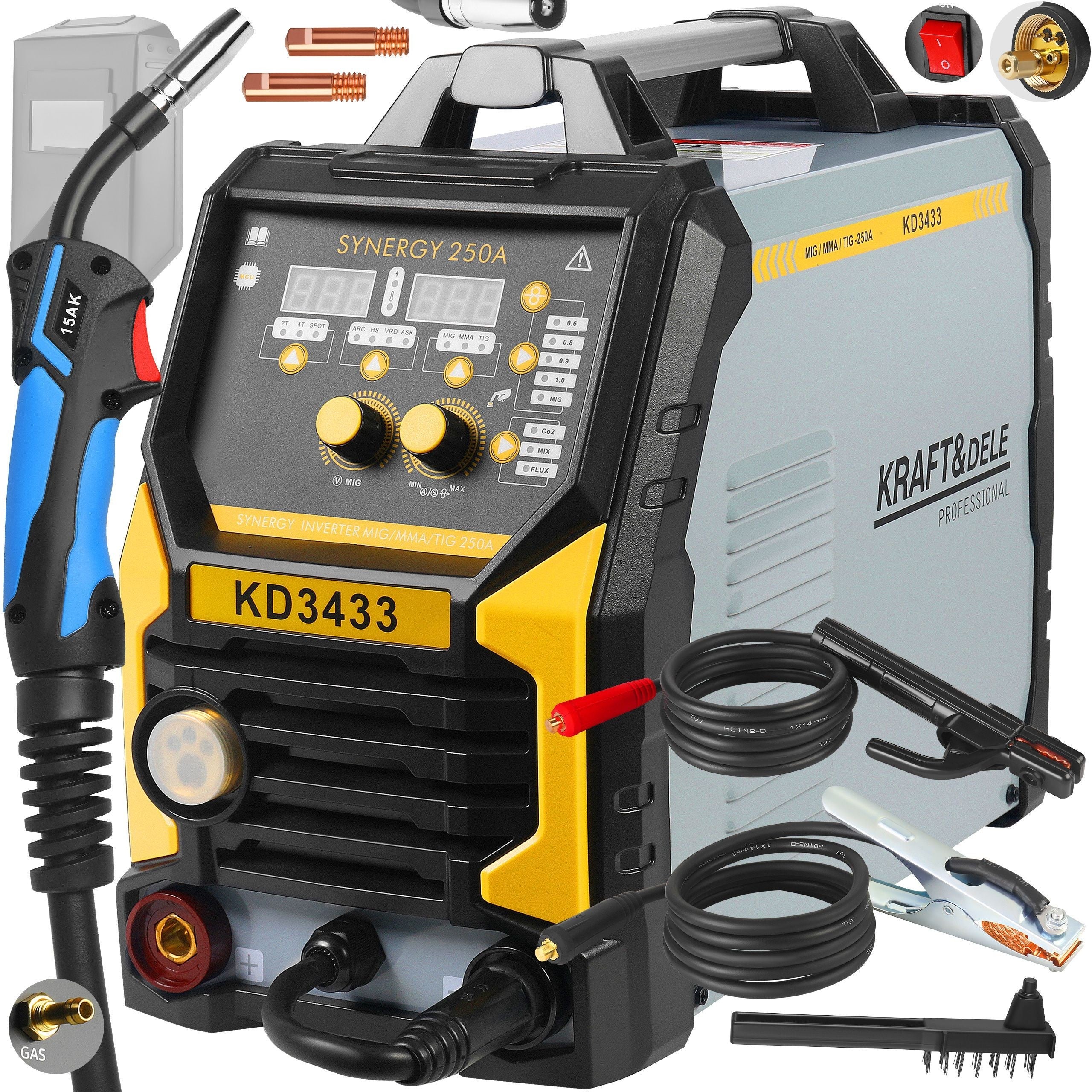 Poste à Souder MIG/MAG/TIG 3 En 1 220V - 20-250A, Cyclique 60%, Affichage LED, Pour Acier Inox Et Métaux - 5