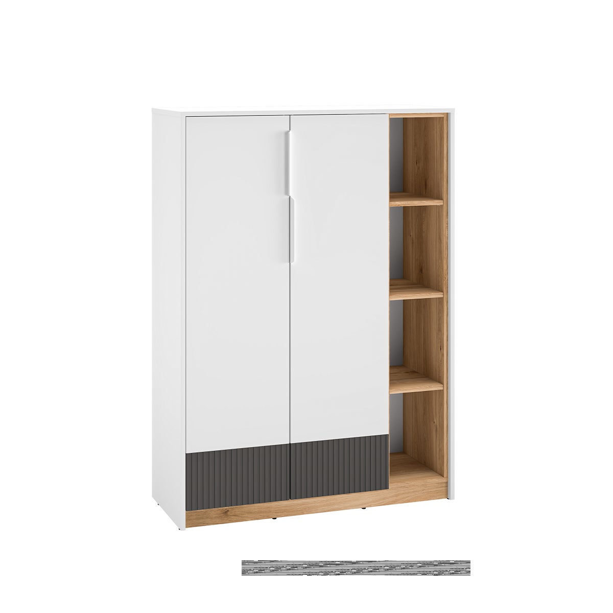 Armoire Avec Tiroirs Bayron - Blanc, Dimensions 263x48,5x200 Cm - Mélamine Haute Résistance - 3 Colis - 6