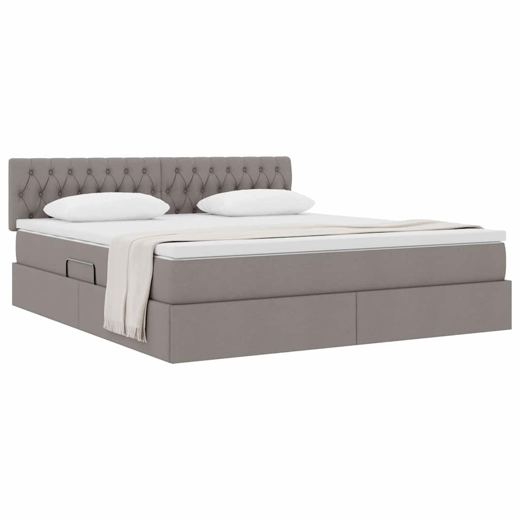 Lit avec rangement et matelas taupe 180 x 200 cm velours - 3