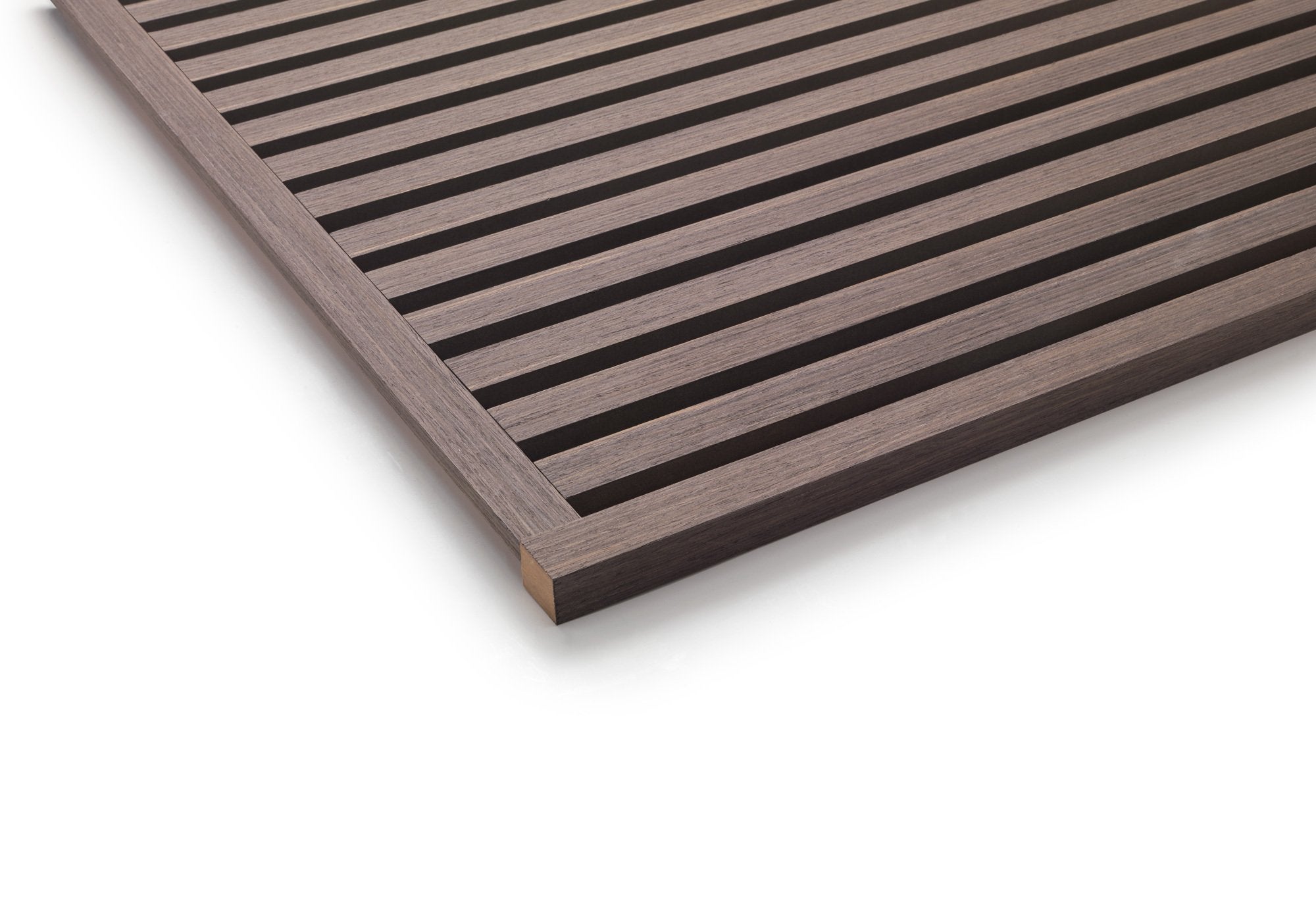 Lot 2 Panneaux Muraux Acoustiques en Bois - 240x60cm - 3.12m² - Chêne Foncé – A Lattes – Panneau Tasseau de Bois Naturel - 4