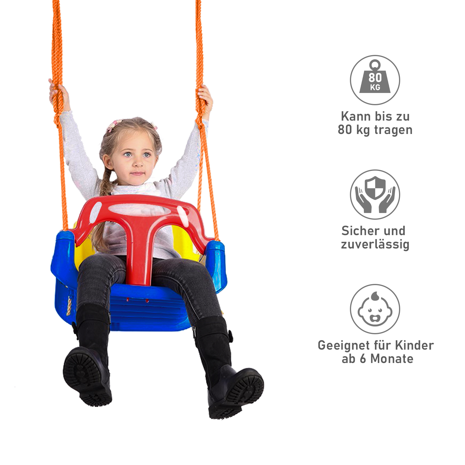 Balançoire bébé Siège de balançoire 3 en 1 Balançoire enfant Intérieur et extérieur Balançoire de jardin - 4
