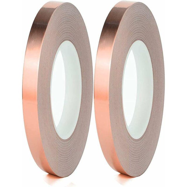 Ruban de feuille de cuivre, 2 feuilles de cuivre avec adhésif conducteur à double ruban de cuivre pour adhésif conducteur de vitrail