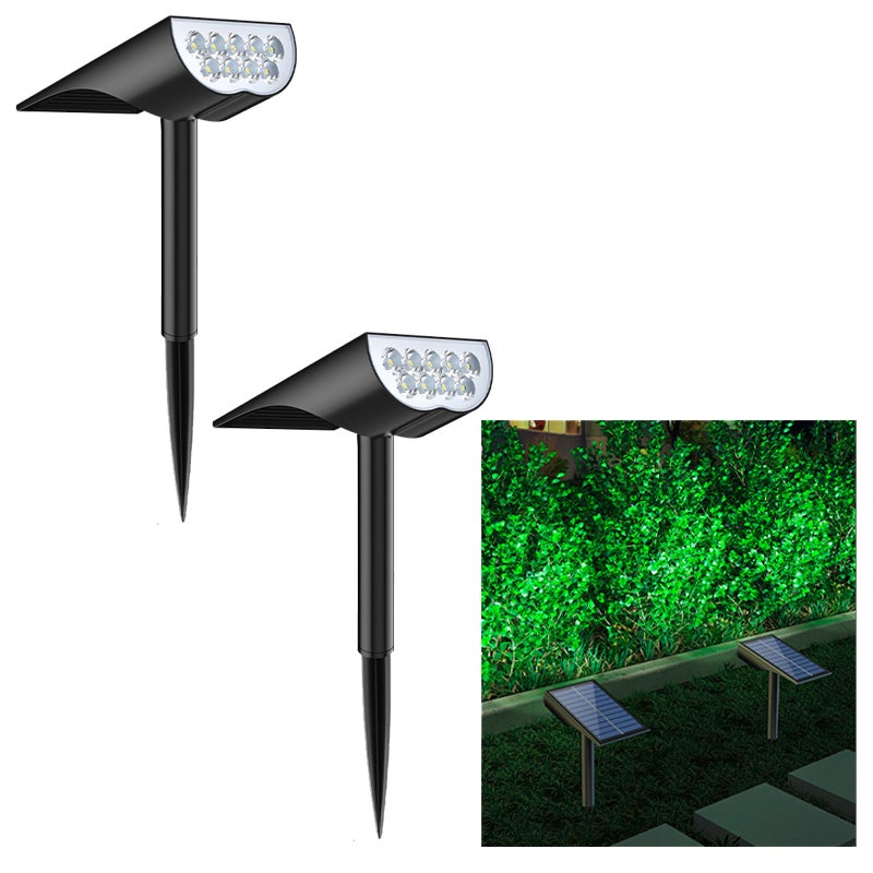 Zewnętrzny reflektor solarny do krajobrazu, 2 sztuki, reflektor solarny o dużej mocy 9LED ze światłem zielonym