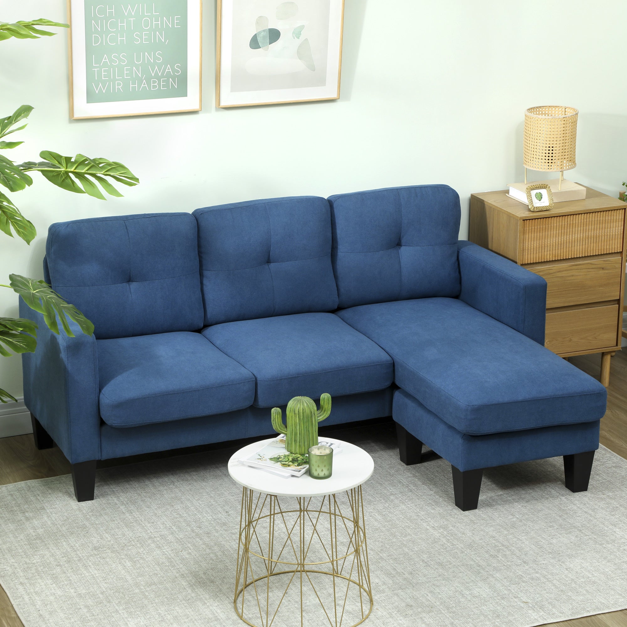 Canapé d'angle 3 places méridienne réversible tissu - 2