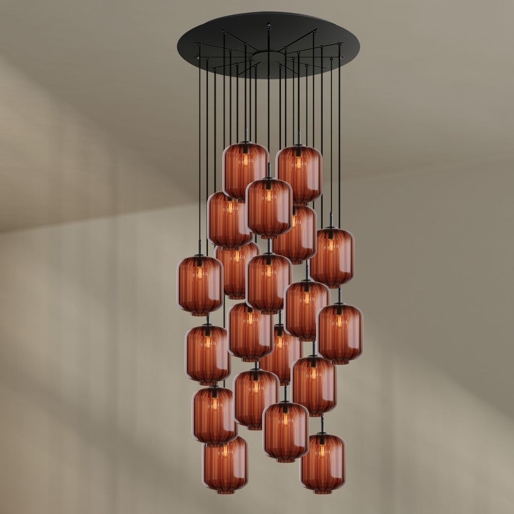 S.luce - velo lámpara de galería de 20 luces ø 120cm ø 25cm marrón, negro