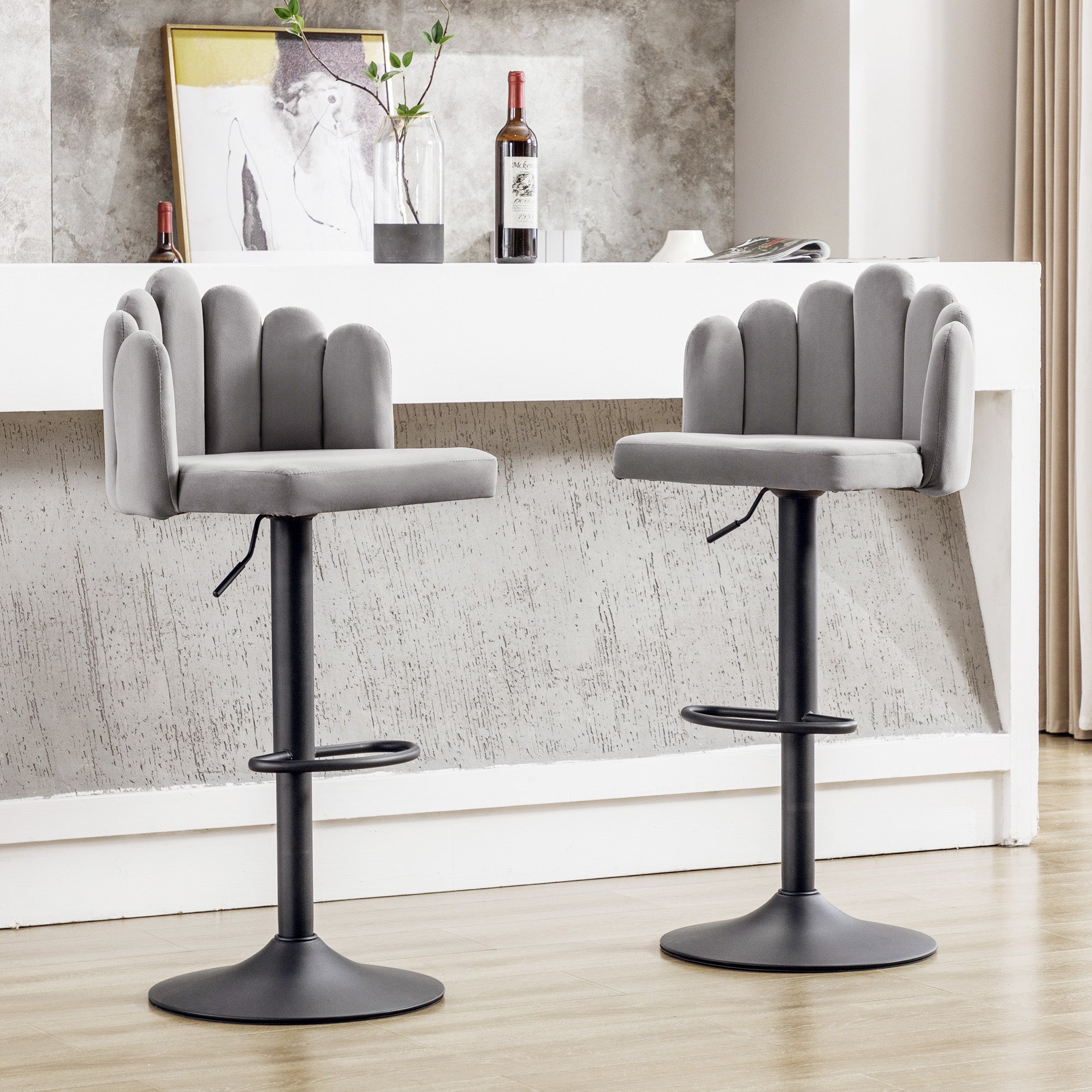Lot De 2 Tabouret De Bar, Chaises De Bar En Velours Pivotantes, Chaises