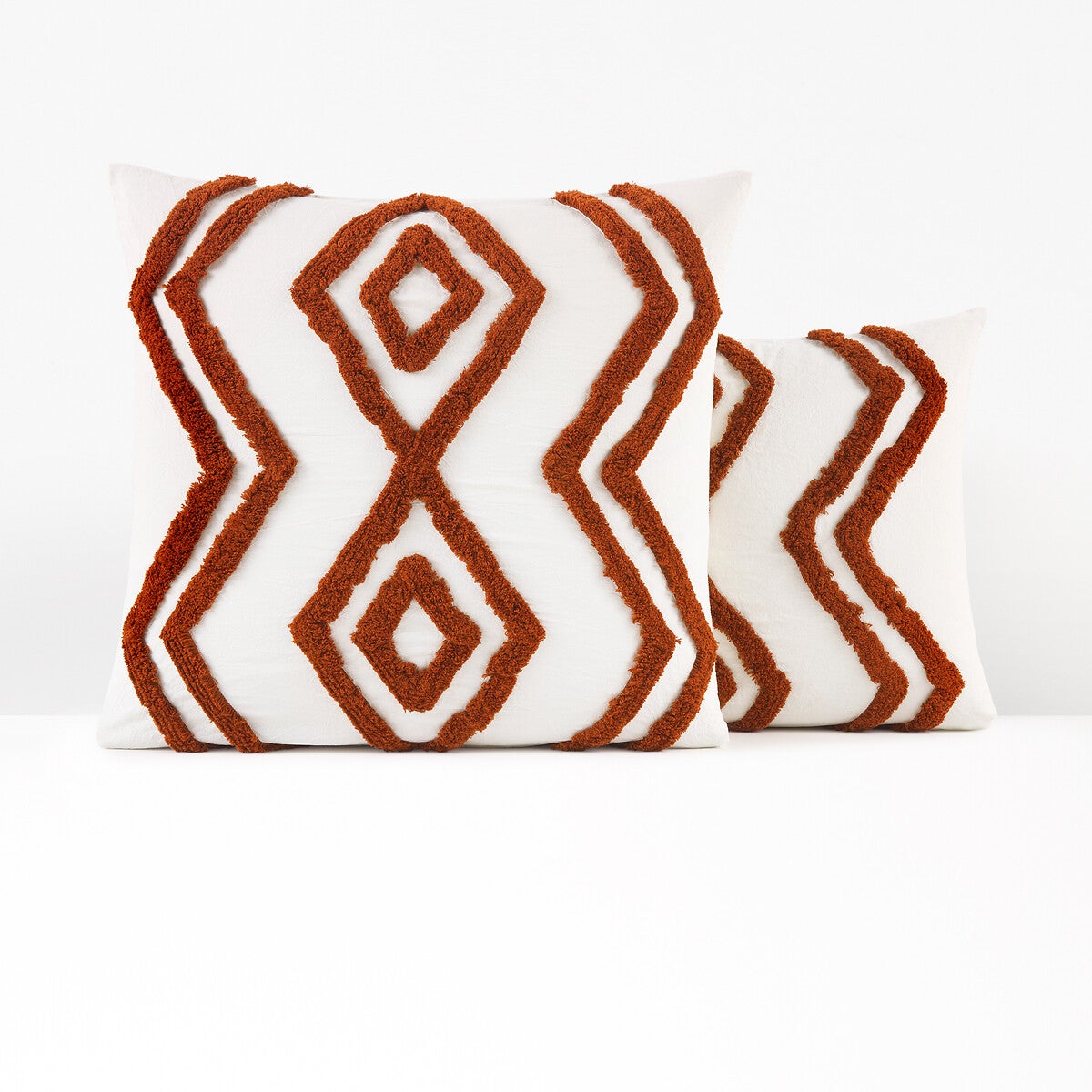 Taie d'oreiller coton, Madiba - Blanc cassé + marron - 63 x 63 cm - 7
