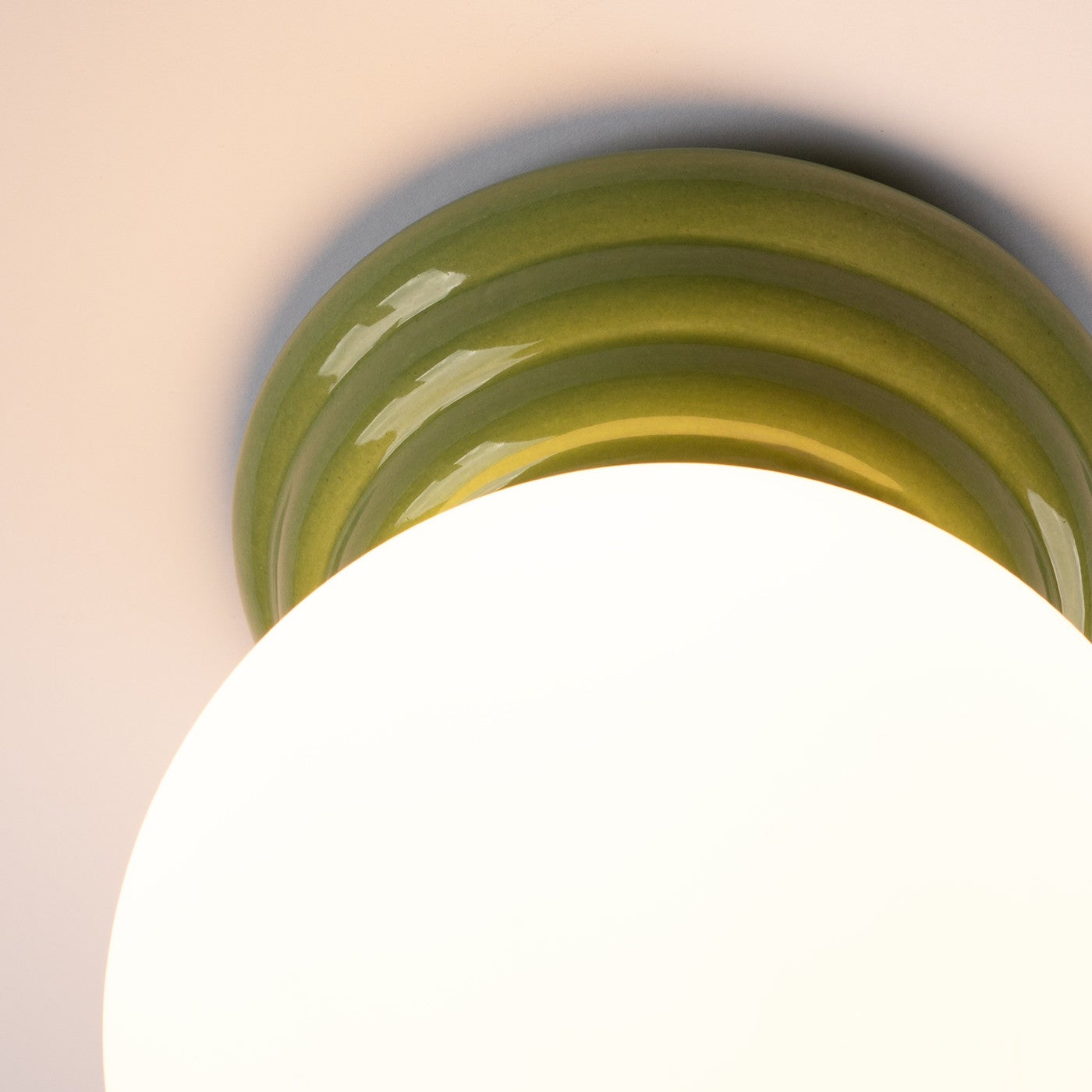 Lampa sufitowa ceramiczna szkliwiona ZORI zielono-biała 1xG9x8W ceramika / gips wym:12x12x16cm IP44 Sollux Lighting - 5