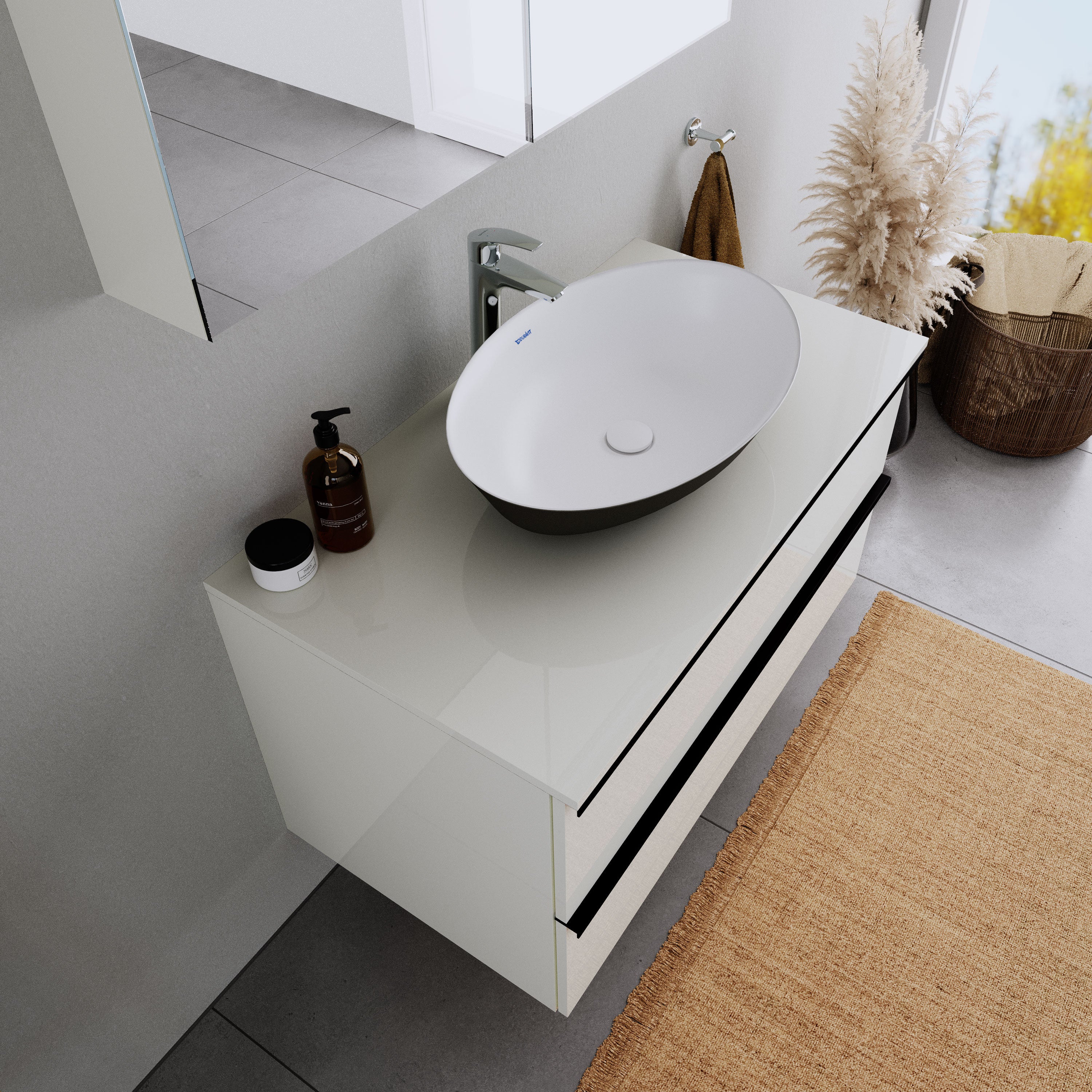 DURAVIT Umywalka nablatowa Duravit DuraPort odlew mineralny - 60 x 40 x 14,5 cm - kolor czarny/biały mat