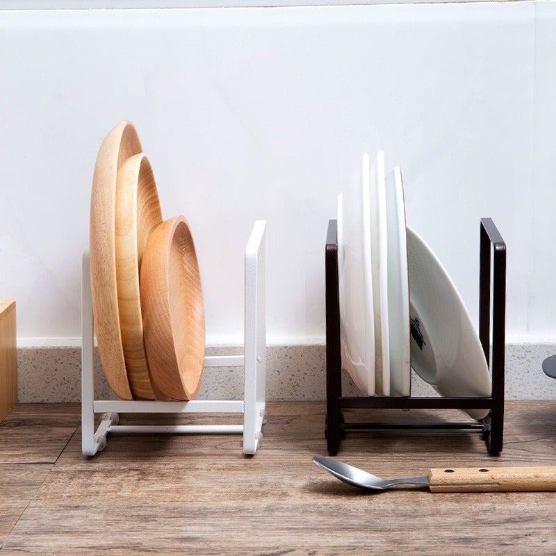 4 estantes negros para platos y tablas: organizador de cocina de metal - 6